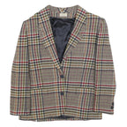 VALENTINO Womens Red Beige Check Blazer L Woven Button Jacket Classic Tailored