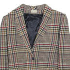 VALENTINO Womens Red Beige Check Blazer L Woven Button Jacket Classic Tailored