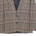 VALENTINO Womens Red Beige Check Blazer L Woven Button Jacket Classic Tailored