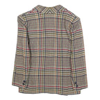 VALENTINO Womens Red Beige Check Blazer L Woven Button Jacket Classic Tailored