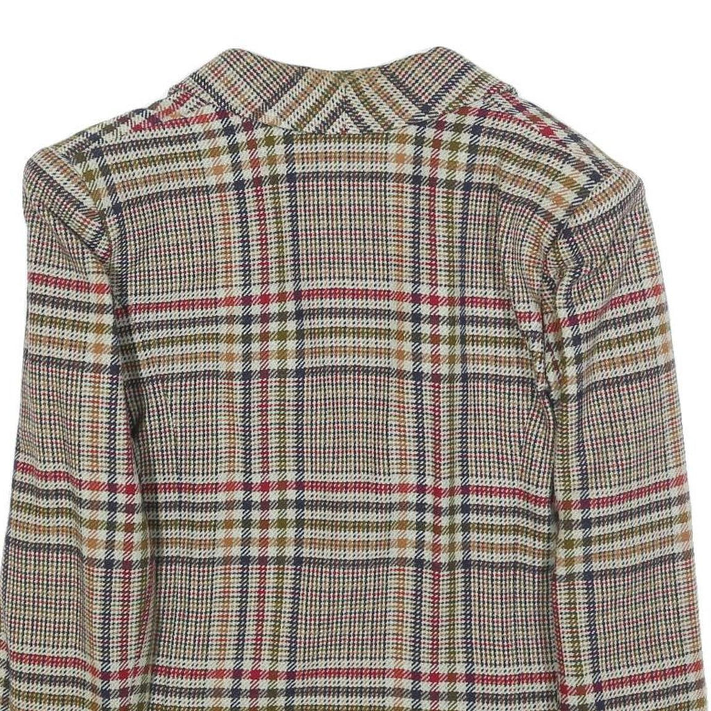 VALENTINO Womens Red Beige Check Blazer L Woven Button Jacket Classic Tailored