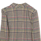 VALENTINO Womens Red Beige Check Blazer L Woven Button Jacket Classic Tailored