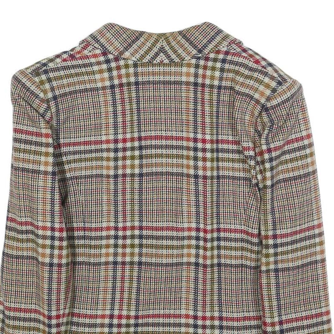 VALENTINO Womens Red Beige Check Blazer L Woven Button Jacket Classic Tailored