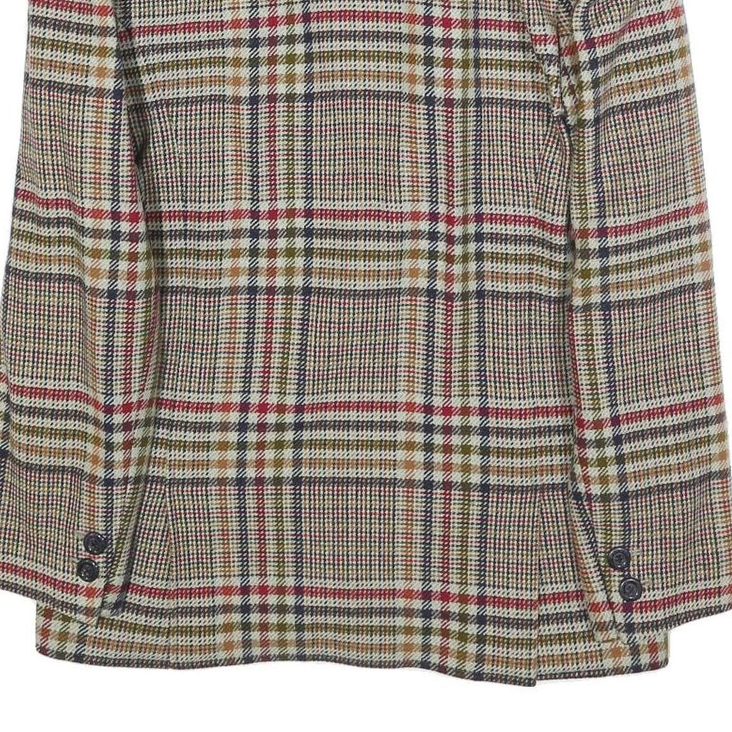VALENTINO Womens Red Beige Check Blazer L Woven Button Jacket Classic Tailored
