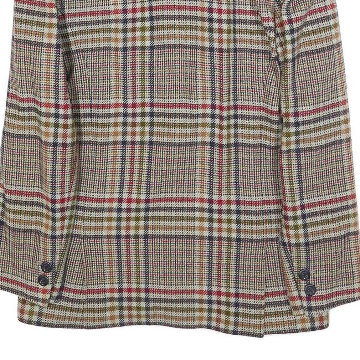 VALENTINO Womens Red Beige Check Blazer L Woven Button Jacket Classic Tailored