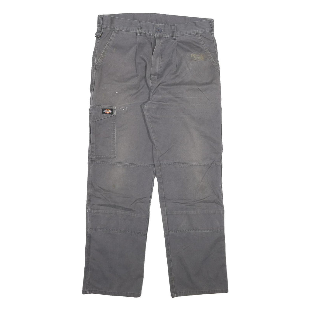 DICKIES Mens Cotton Blend Grey Regular Fit Straight Leg Trousers W34 L30