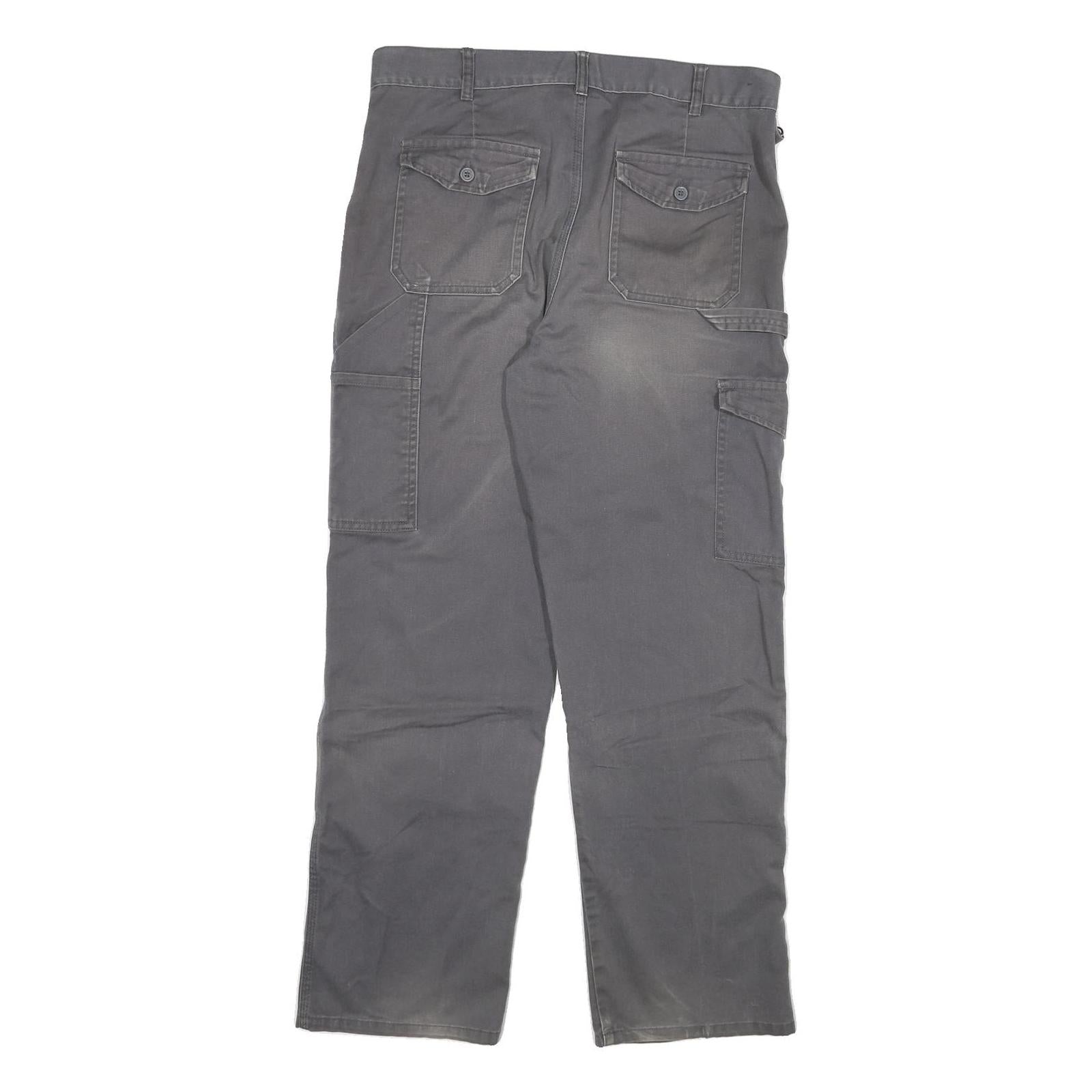 DICKIES Mens Cotton Blend Grey Regular Fit Straight Leg Trousers W34 L30