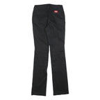 DICKIES Womens Cotton Blend Black Slim Straight Trousers W26 L32 Zip Closure