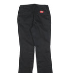 DICKIES Womens Cotton Blend Black Slim Straight Trousers W26 L32 Zip Closure