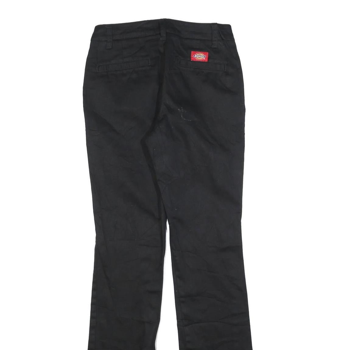 DICKIES Womens Cotton Blend Black Slim Straight Trousers W26 L32 Zip Closure