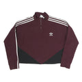 ADIDAS Womens Maroon & Black Track Jacket UK 18 Polyester Zip Sportswear