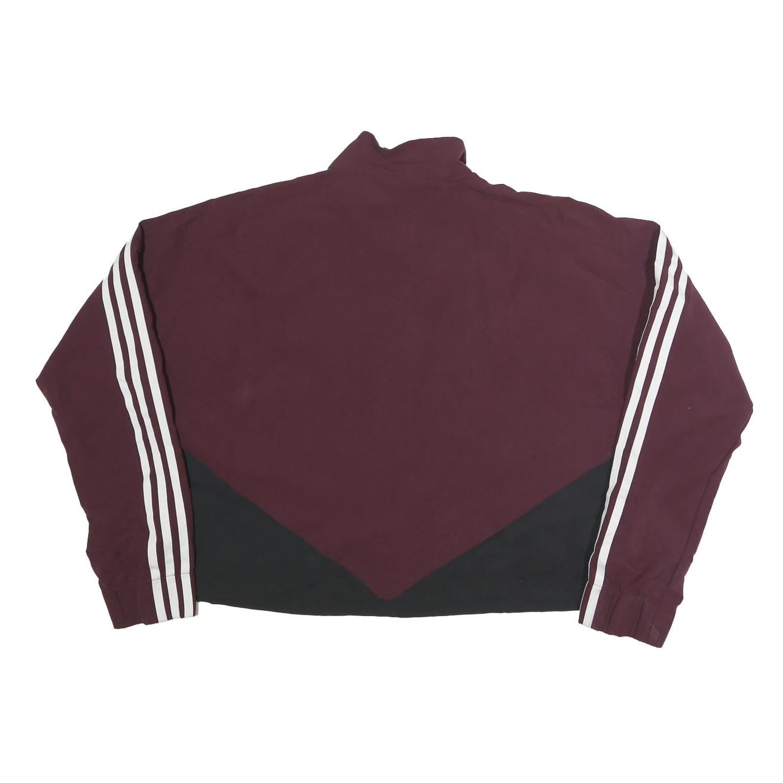 ADIDAS Womens Maroon & Black Track Jacket UK 18 Polyester Zip Sportswear