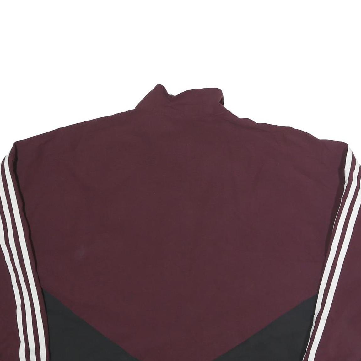 ADIDAS Womens Maroon & Black Track Jacket UK 18 Polyester Zip Sportswear