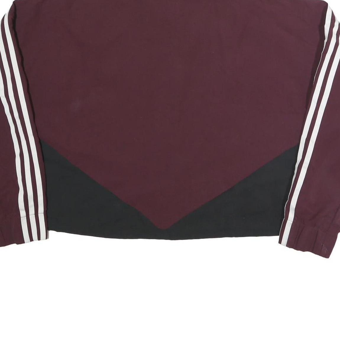 ADIDAS Womens Maroon & Black Track Jacket UK 18 Polyester Zip Sportswear