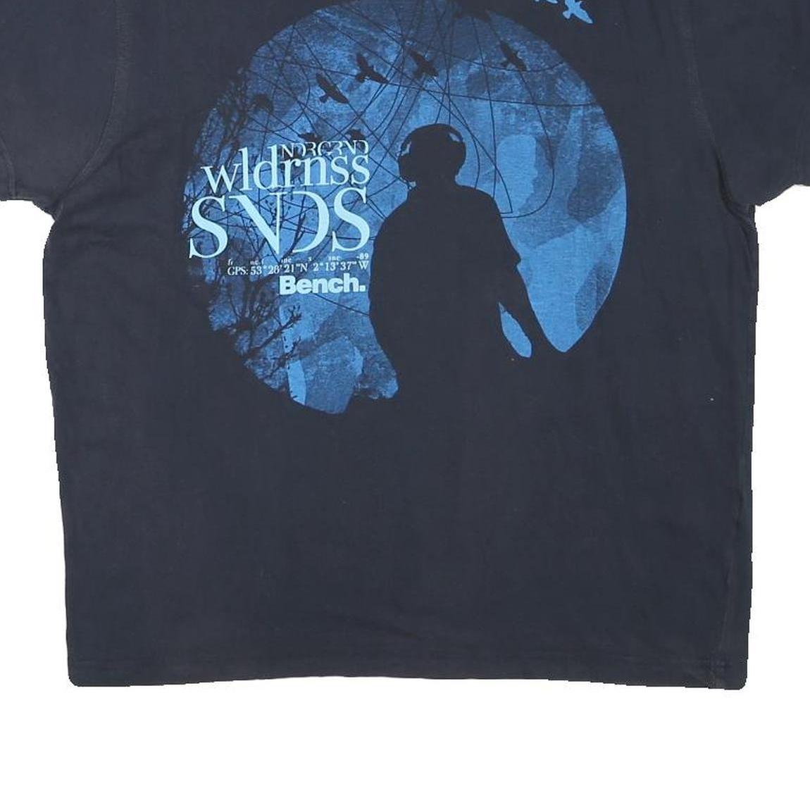 BENCH Womens Navy Blue Graphic T-Shirt XL Short Sleeve Crew Neck Cotton Blend