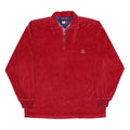 TOMMY HILFIGER Mens Red Plain Pullover Jumper Crew Neck Basic Knit S Cotton