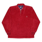 TOMMY HILFIGER Mens Red Plain Pullover Jumper Crew Neck Basic Knit S Cotton