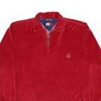 TOMMY HILFIGER Mens Red Plain Pullover Jumper Crew Neck Basic Knit S Cotton