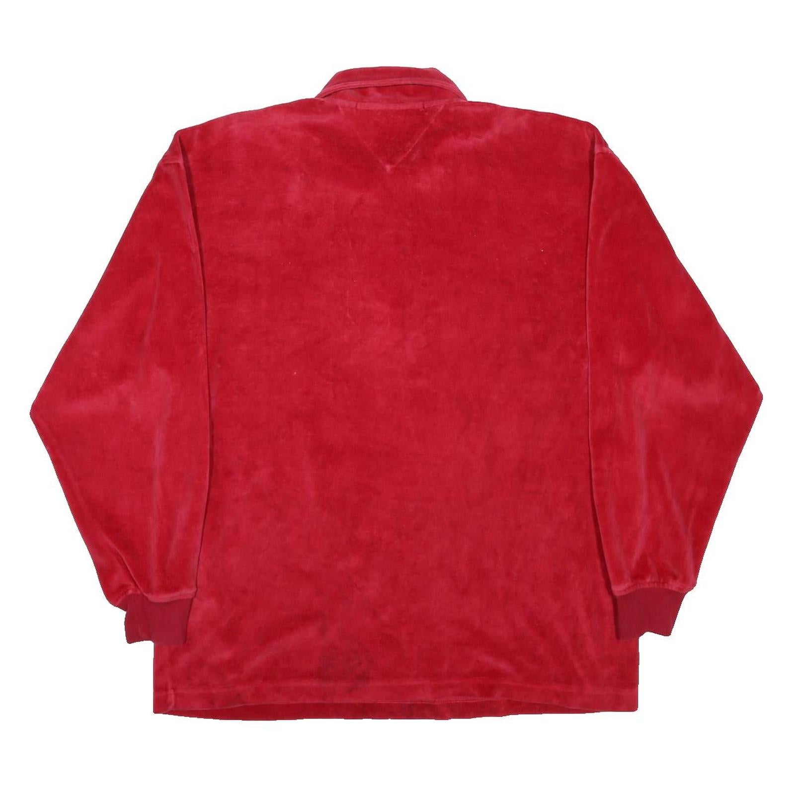 TOMMY HILFIGER Mens Red Plain Pullover Jumper Crew Neck Basic Knit S Cotton