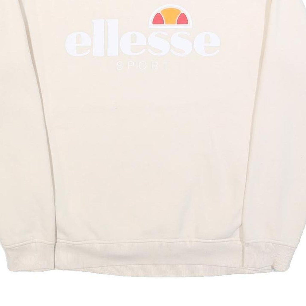 ELLESSE Womens Cream Sweatshirt Crew Neck UK 10 Cotton Pullover Casual