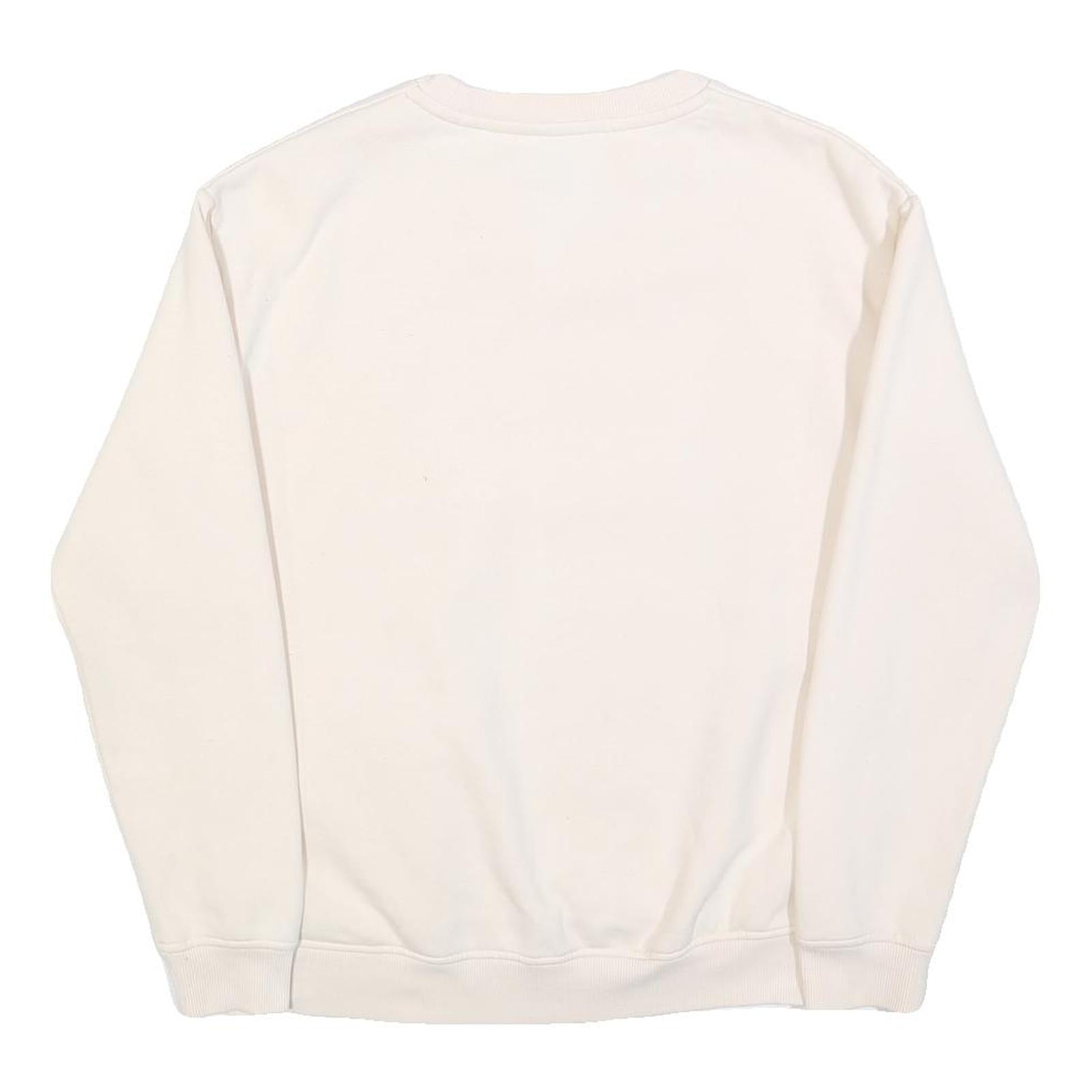 ELLESSE Womens Cream Sweatshirt Crew Neck UK 10 Cotton Pullover Casual