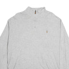 POLO RALPH LAUREN Mens Grey Cotton Plain Half Zip Jumper 2XL Casual Sweatshirt