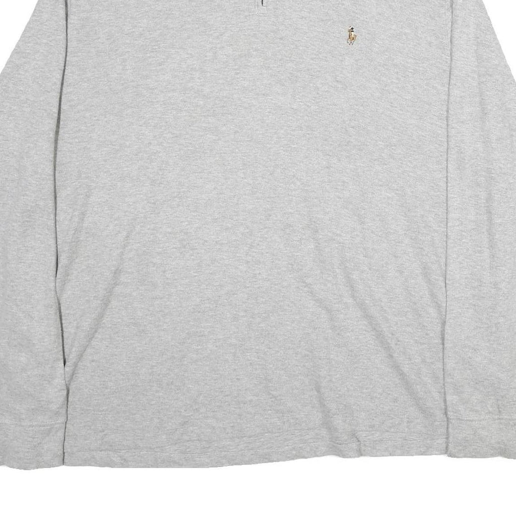 POLO RALPH LAUREN Mens Grey Cotton Plain Half Zip Jumper 2XL Casual Sweatshirt