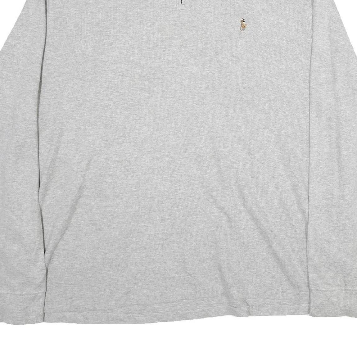 POLO RALPH LAUREN Mens Grey Cotton Plain Half Zip Jumper 2XL Casual Sweatshirt