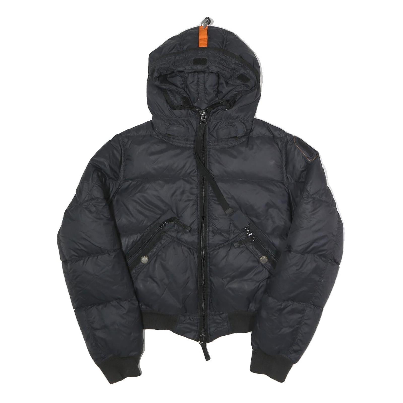 PARAJUMPERS Womens Black & Orange Casual Jacket L Polyamide Puffer Hooded Zip