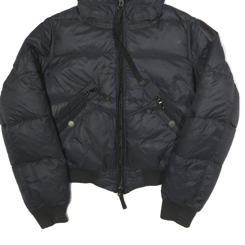 PARAJUMPERS Womens Black & Orange Casual Jacket L Polyamide Puffer Hooded Zip