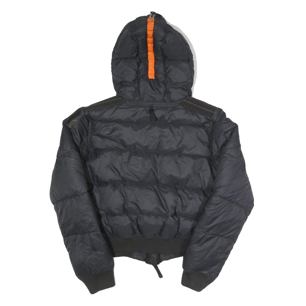 PARAJUMPERS Womens Black & Orange Casual Jacket L Polyamide Puffer Hooded Zip