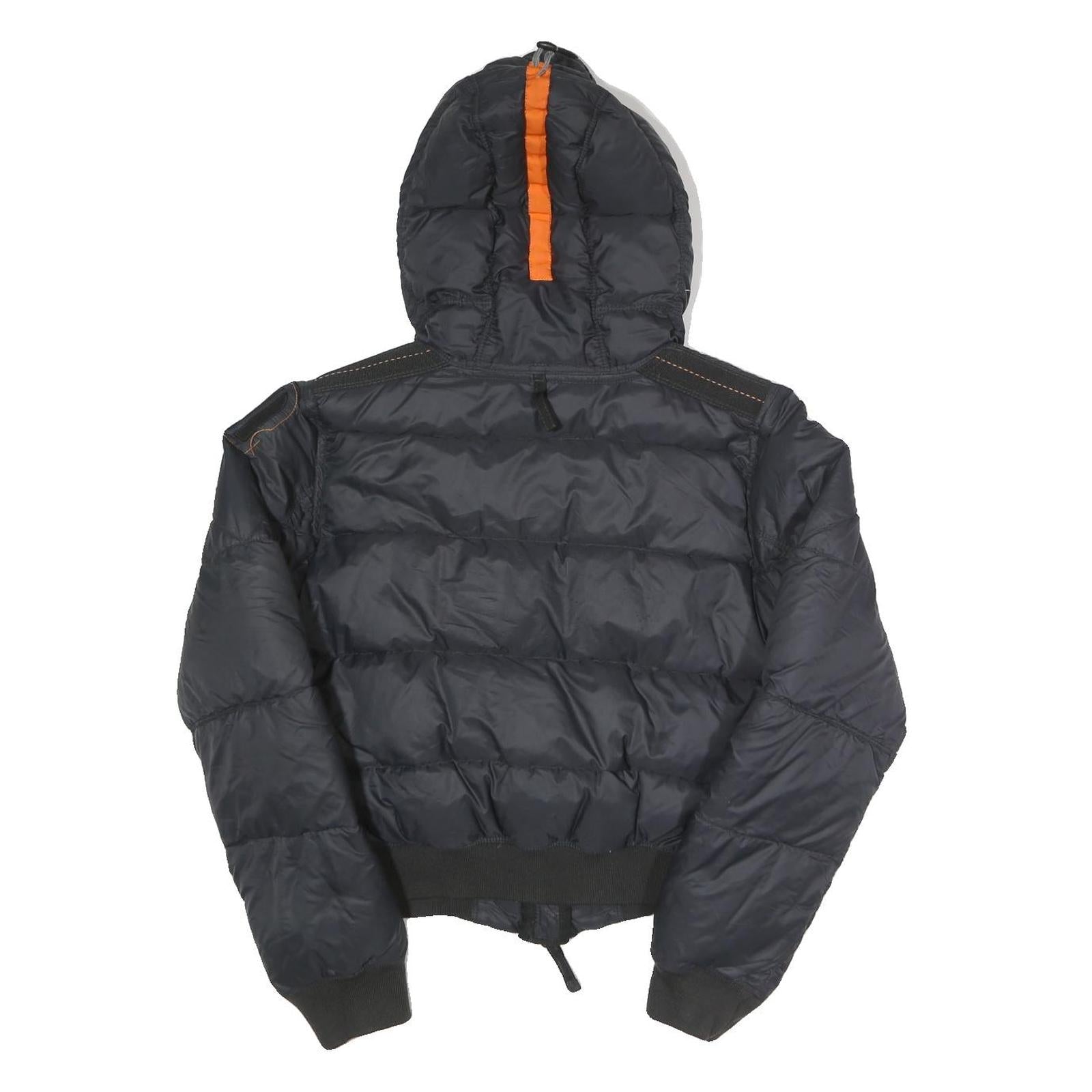 PARAJUMPERS Womens Black & Orange Casual Jacket L Polyamide Puffer Hooded Zip