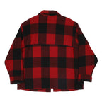 WOOLRICH 1970s Mens Red & Black Check Buffalo Plaid Zip Jacket XL Wool Coat
