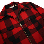 WOOLRICH 1970s Mens Red & Black Check Buffalo Plaid Zip Jacket XL Wool Coat