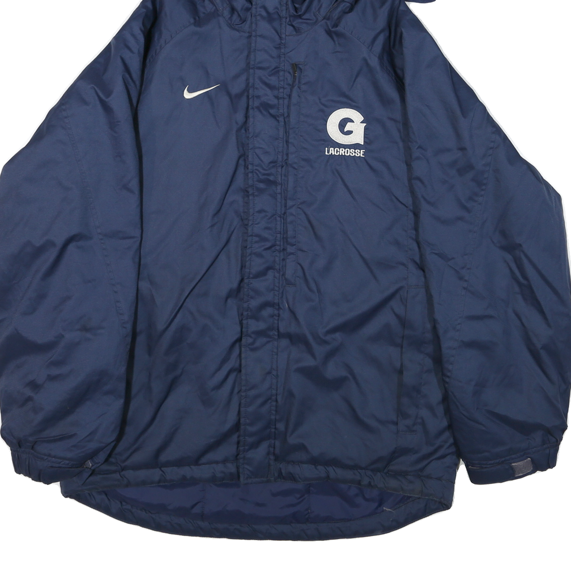 NIKE Mens Blue & Navy Lacrosse Outdoor Jacket S Polyester Blend Relaxed Fit Zip