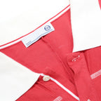 SERGIO TACCHINI Mens Red & White Long Sleeve Plain 2XL Cotton Polo Shirt Classic
