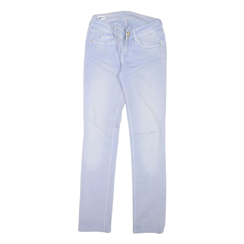 GAS Womens Slim Blue Denim Skinny Jeans Cotton Blend W26 L30 Stylish Zip Closure