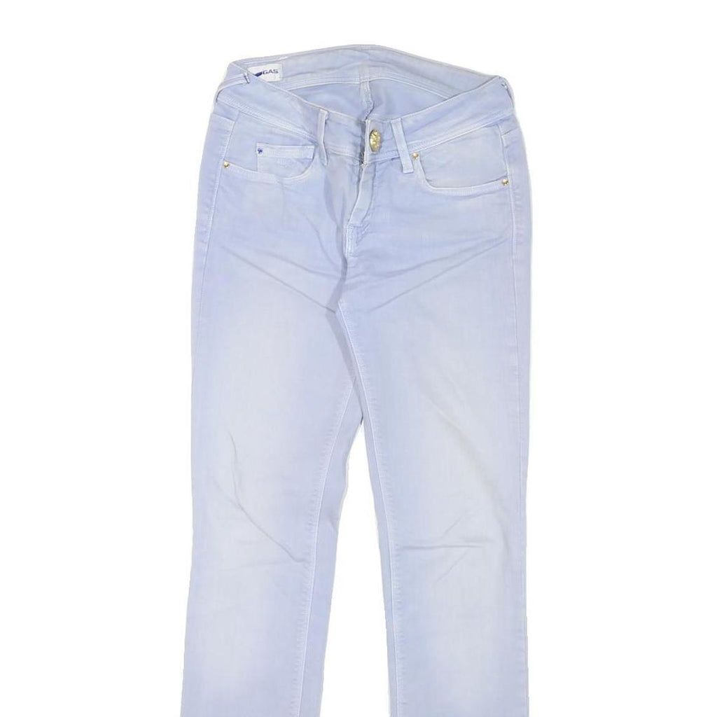 GAS Womens Slim Blue Denim Skinny Jeans Cotton Blend W26 L30 Stylish Zip Closure