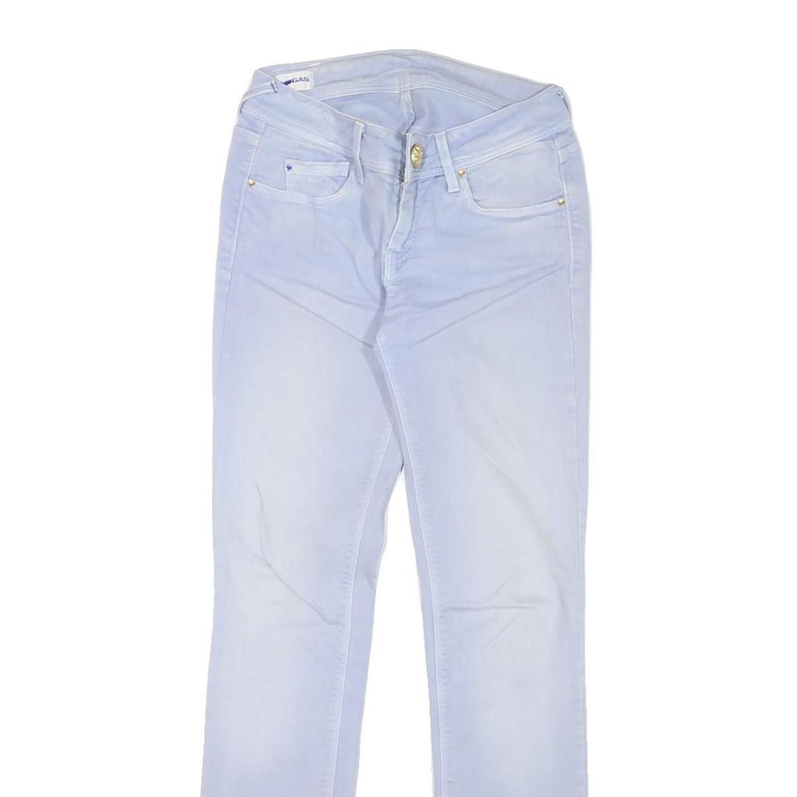 GAS Womens Slim Blue Denim Skinny Jeans Cotton Blend W26 L30 Stylish Zip Closure