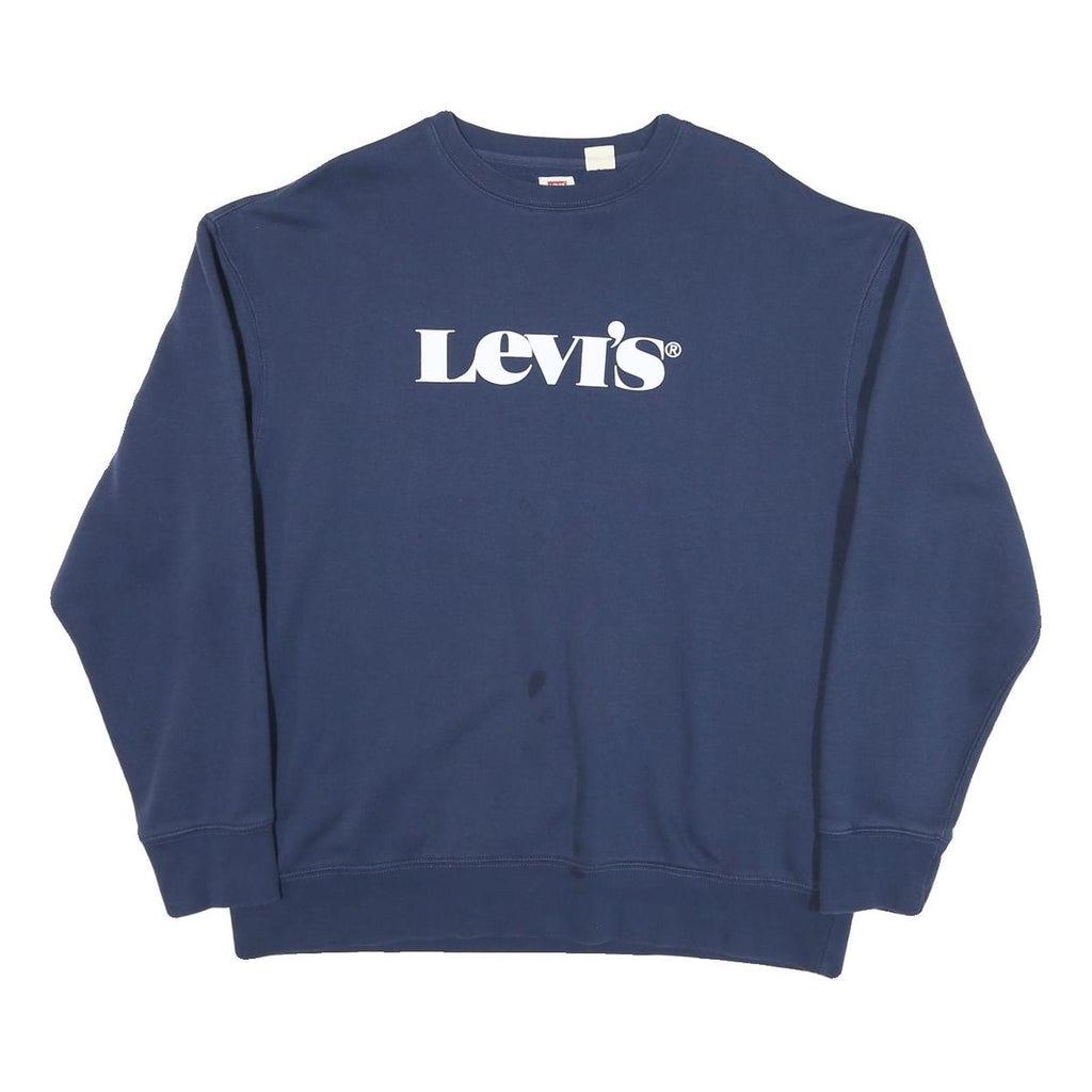 LEVI'S Mens Blue Cotton Blend Crew Neck L Sweatshirt Logo Printed Casual Wear