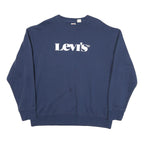 LEVI'S Mens Blue Cotton Blend Crew Neck L Sweatshirt Logo Printed Casual Wear