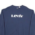 LEVI'S Mens Blue Cotton Blend Crew Neck L Sweatshirt Logo Printed Casual Wear