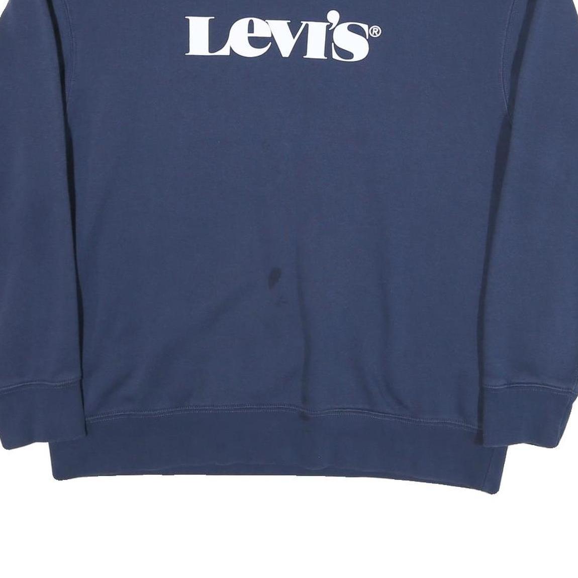 LEVI'S Mens Blue Cotton Blend Crew Neck L Sweatshirt Logo Printed Casual Wear