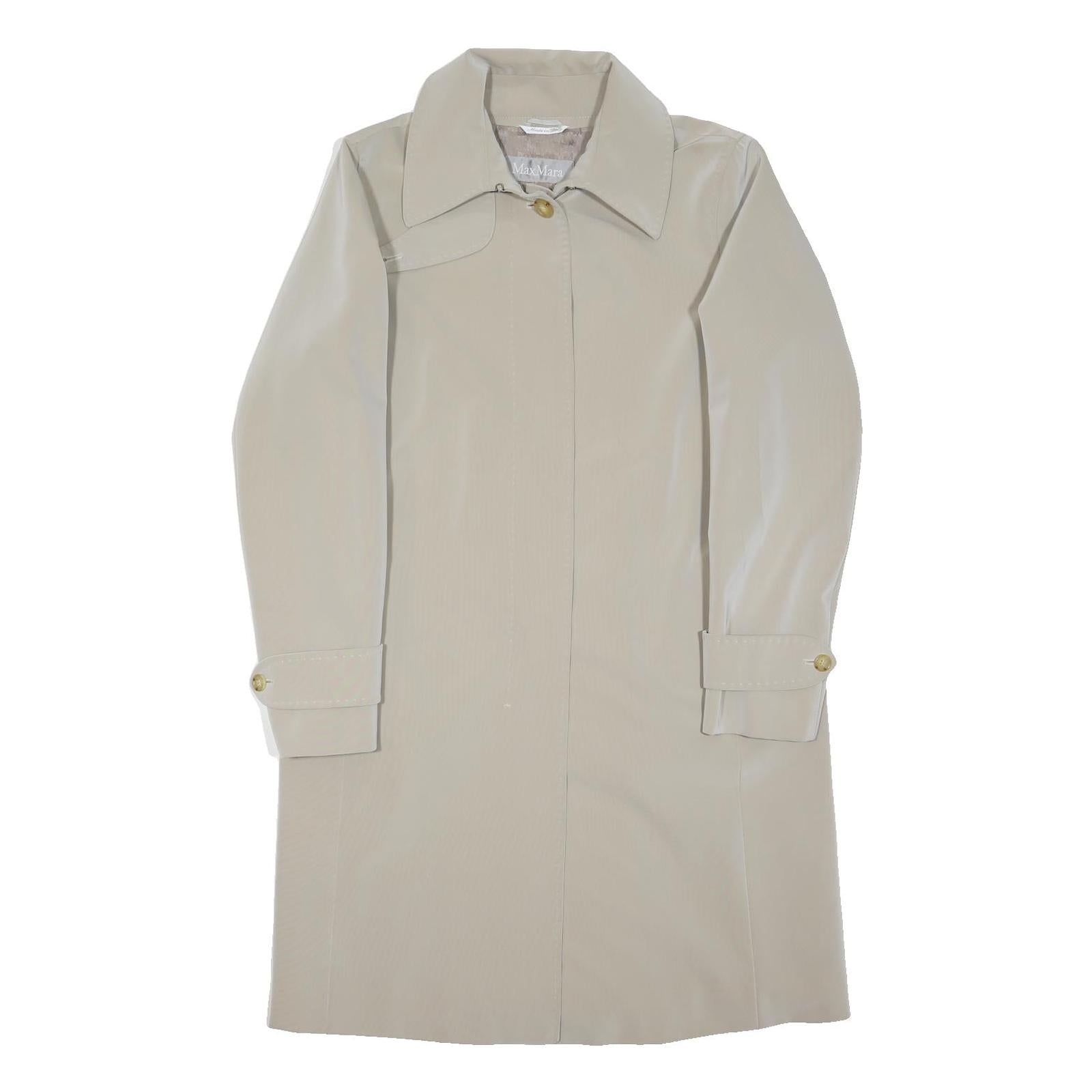 MAX MARA Womens Beige Button Jacket M Polyester Blend Classic Elegant Outerwear