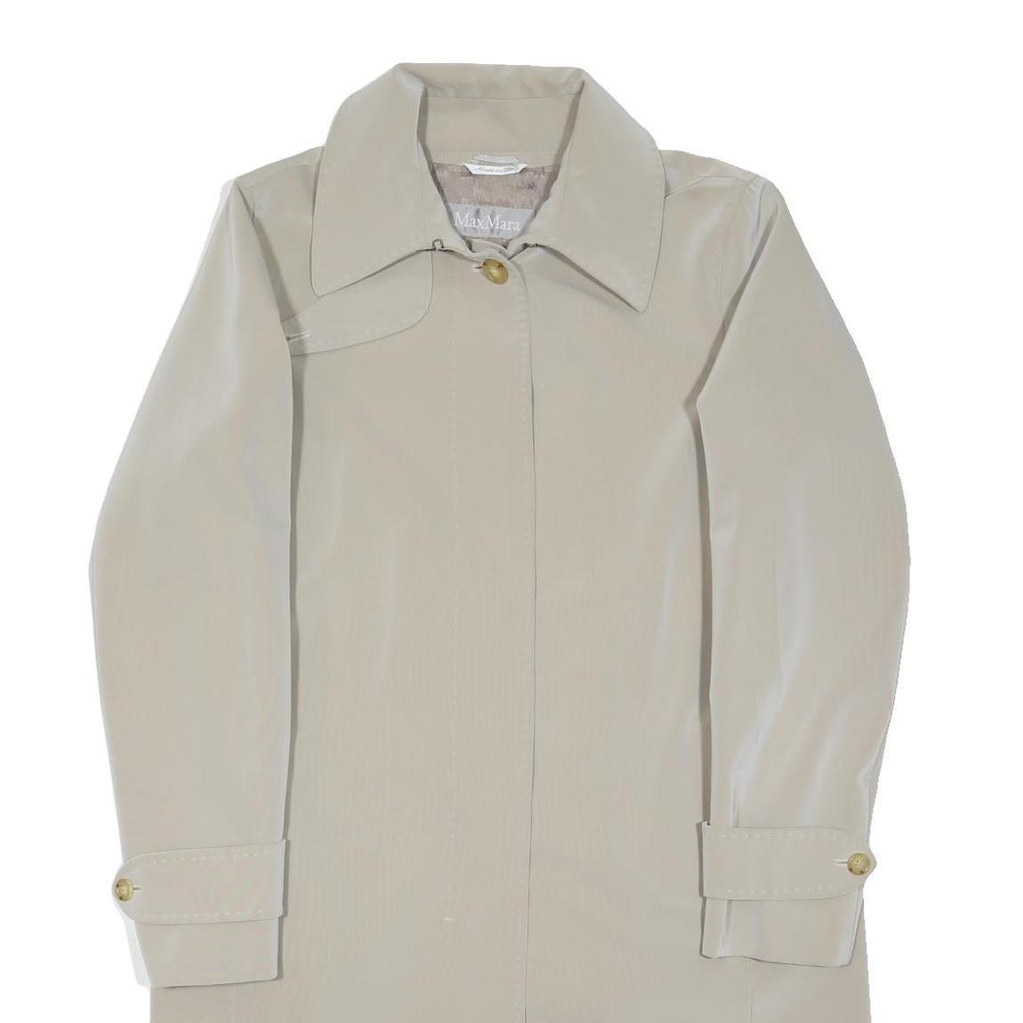 MAX MARA Womens Beige Button Jacket M Polyester Blend Classic Elegant Outerwear