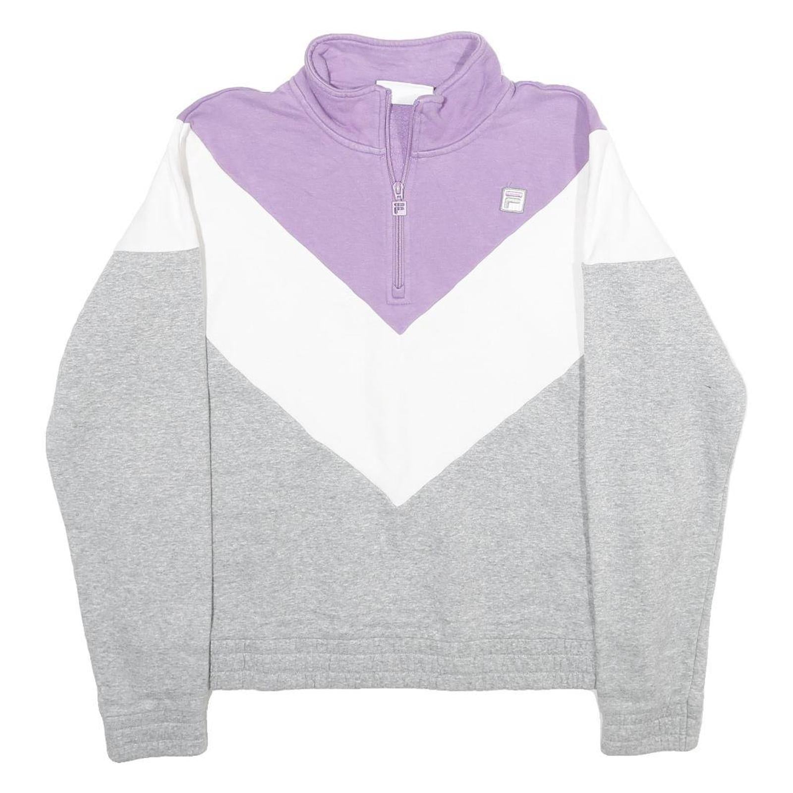 FILA Womens Purple & White & Grey Sweatshirt Pullover XL Half Zip Casual Sports