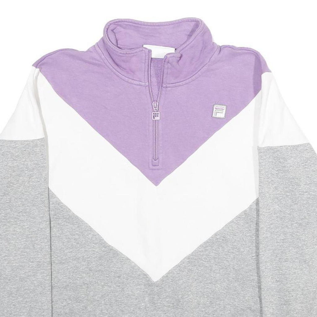 FILA Womens Purple & White & Grey Sweatshirt Pullover XL Half Zip Casual Sports