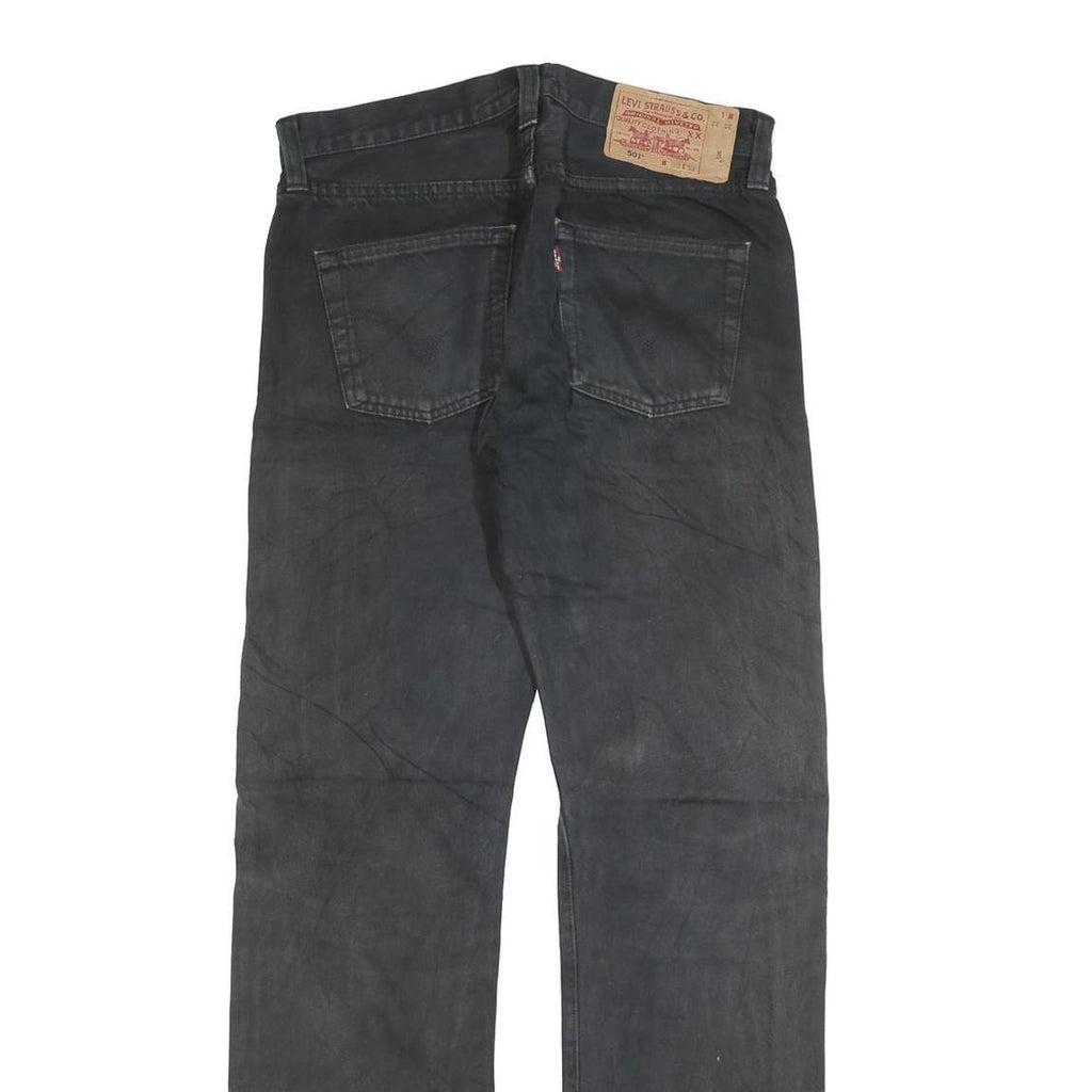LEVI'S 501 Mens Black Regular Straight Denim Dark W30 L32 Classic Button Fly