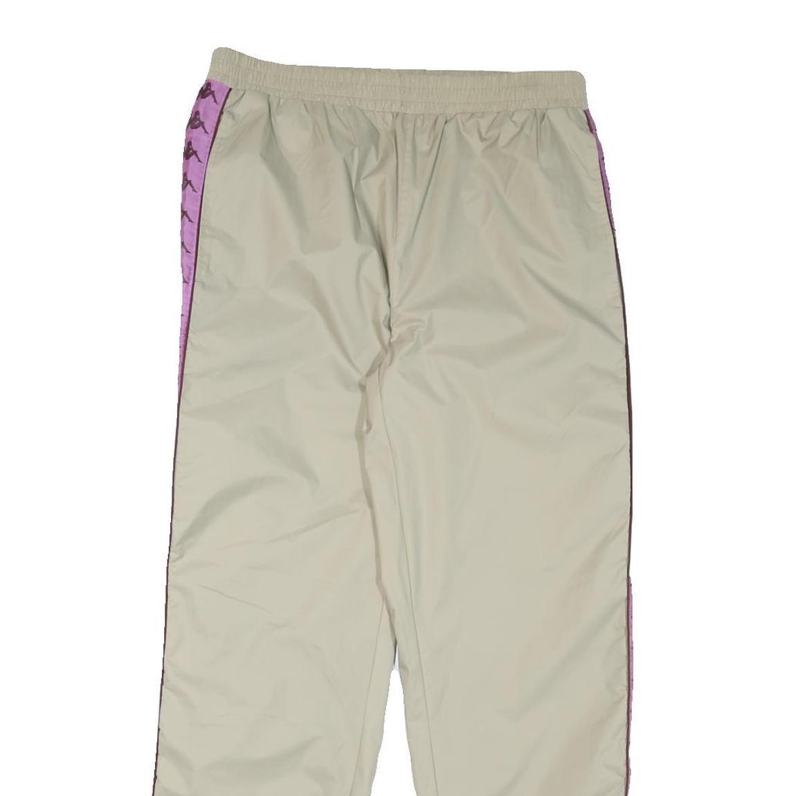 KAPPA Womens Joggers Beige & Violet Logo Slim Tapered M W32 L29 Nylon Track