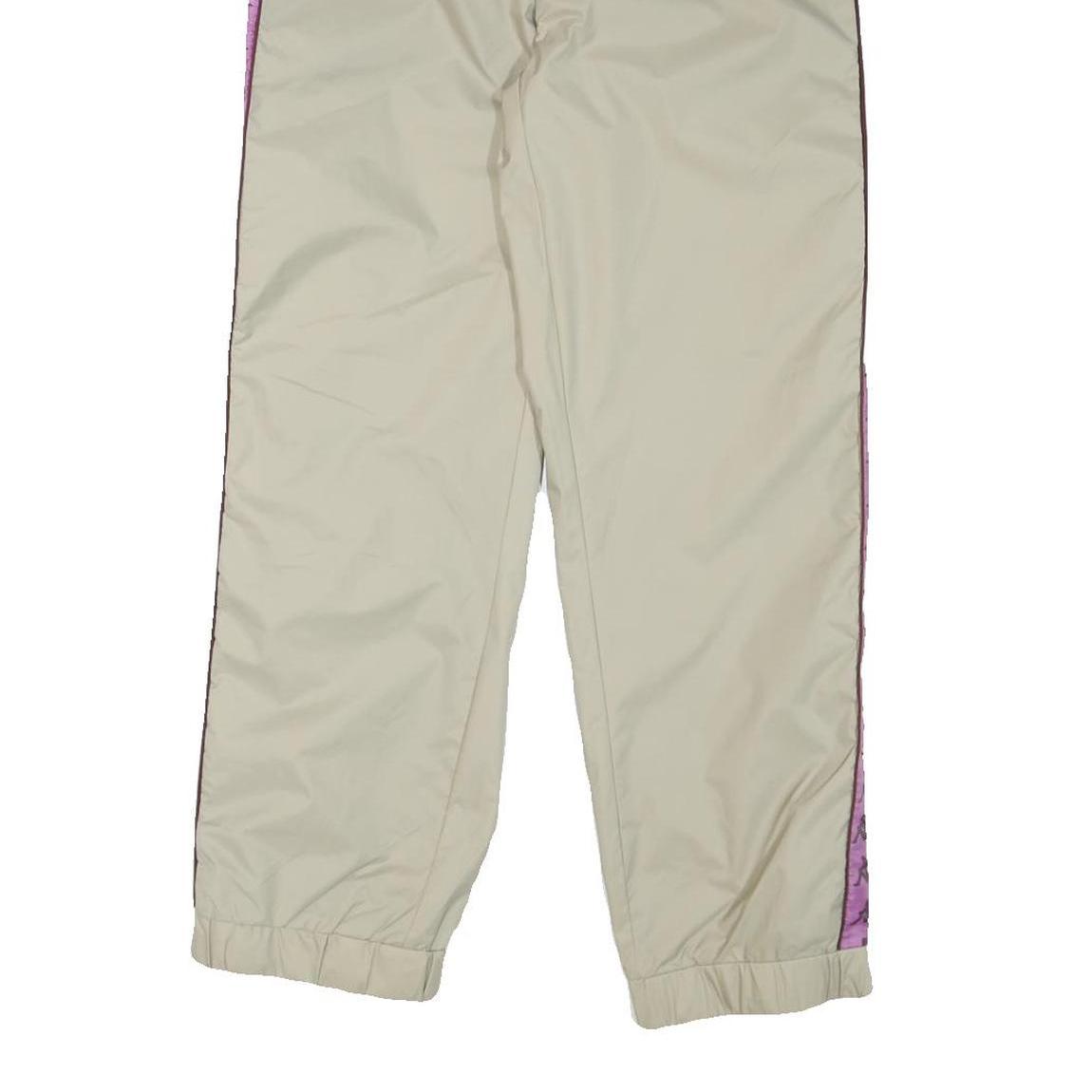 KAPPA Womens Joggers Beige & Violet Logo Slim Tapered M W32 L29 Nylon Track